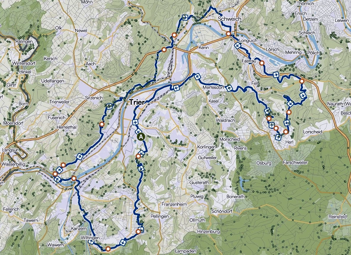 100 km Strecke 100 km rund um Trier